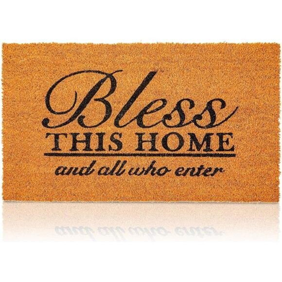 Coco Coir Bless This Home & All Who Enter Door Mat for Front Entrance (17x30 in) - Picture 1 of 8